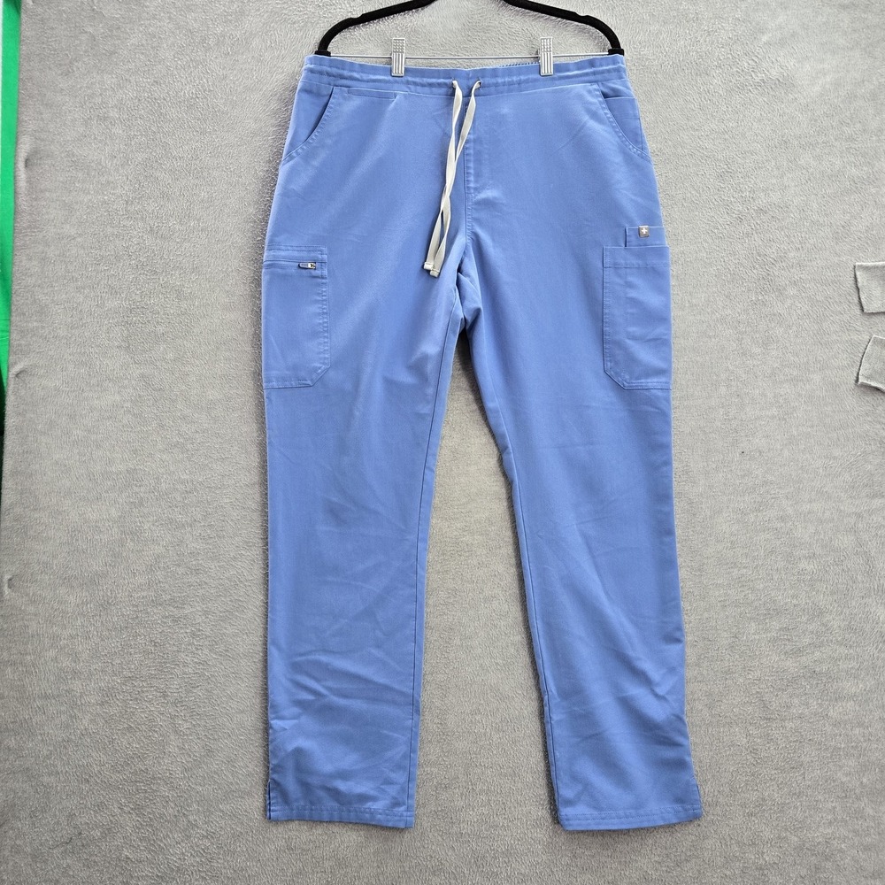 FIGS Women Scrub Pants L Blue Yola Skinny Pockets Drawstring 29"‎ Inseam READ